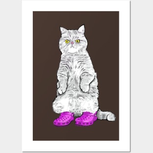 Cat in clogs- purple Posters and Art